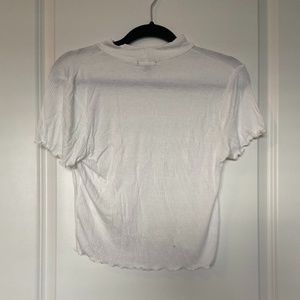 Short Sleeve White Turtleneck // Smock Top